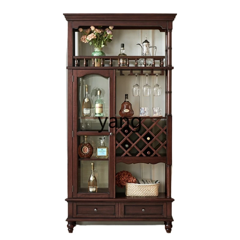 

Yjq Solid Wood Hall Cabinet Double-Sided Living Room Partition Facing Entry Door Entrance Decoration Wine Cabinet