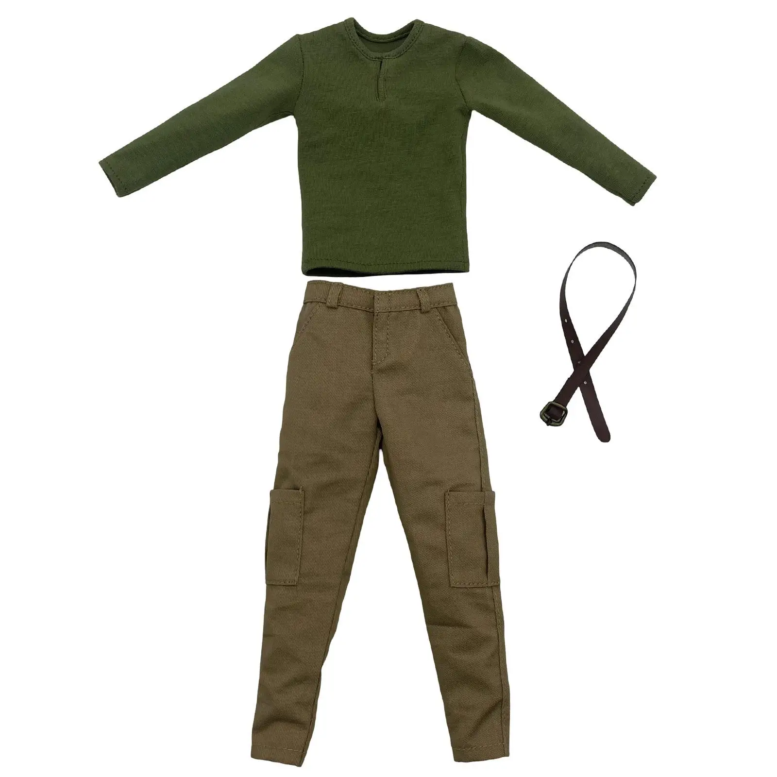 1:6 캐주얼 루즈 탑과 바지 세트 스타일리시 패션 레트로 벨트 풀오버 셔츠