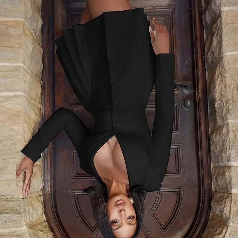 

New Solid Color Retro Sexy Suit Temperament Waist Suit Royal Sister Short Lotus Leaf Dress Exquisite Simple Casual Temperament