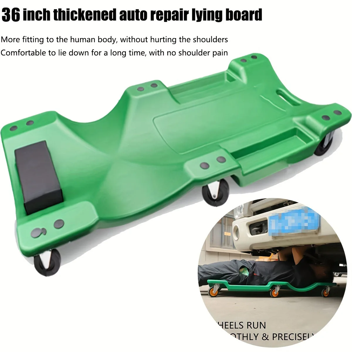 Blow Molded Ergonomic Body Car maintenance Lying Board 36 Inch Duty Concave Shape Low Profile Automotive Creeper,