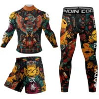 Goma Anti Cody Lundin Mma Rash Guard Kick boxing Muay Tait pantalones cortos caja para correr traje deportivo Rushguard para hombres camiseta + pantalones conjuntos
