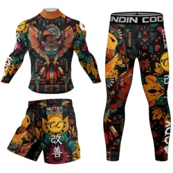 Rubber Anti Cody Lundin Mma Rash Guard Kick boxing Muay Tait Shorts Jogging Box Sportsuit Rushguard For MenT shirt +Pants Sets