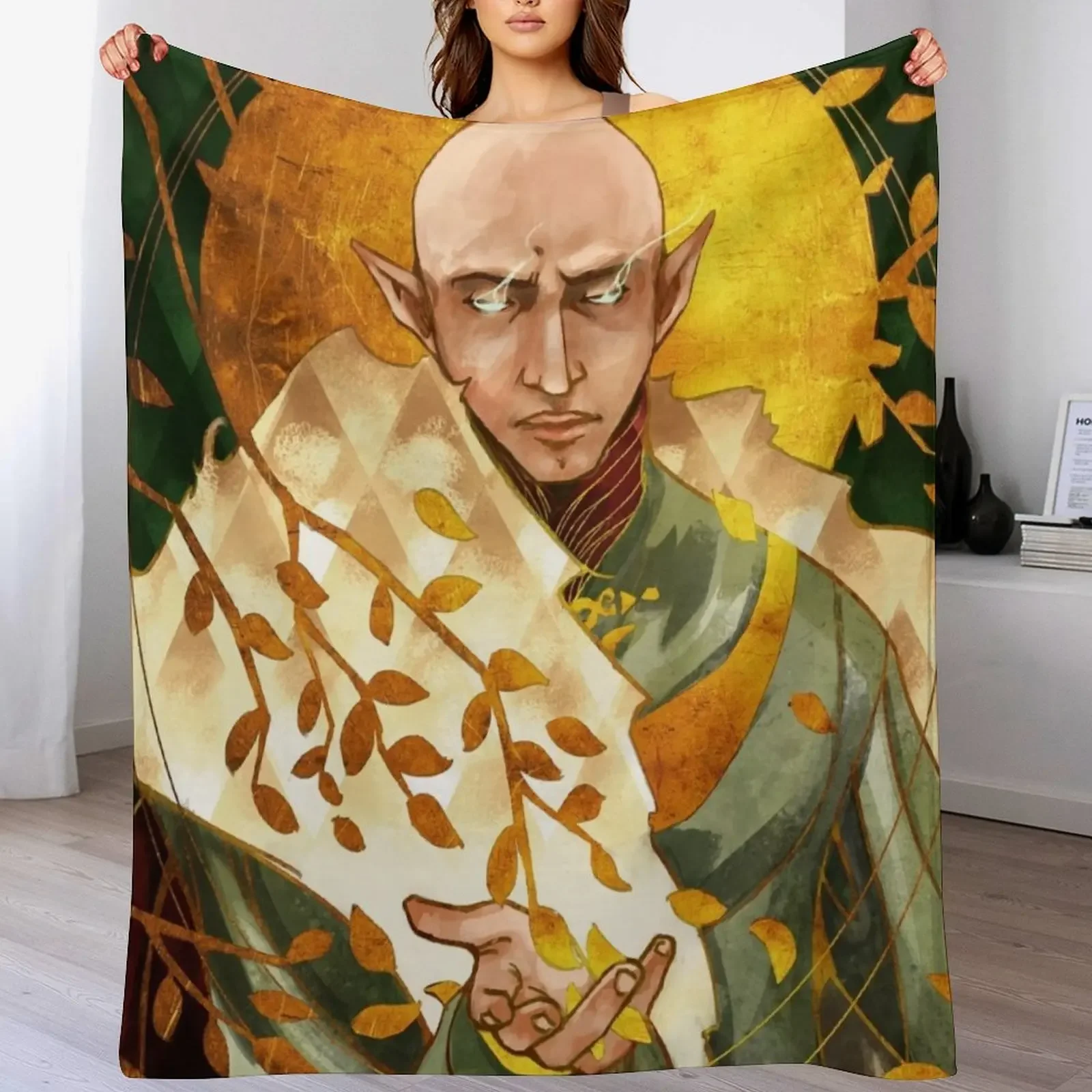 

Solas from Dragon Age tarot card Throw Blanket Ultra Soft Flannel Fleece Blanket for All Seasons