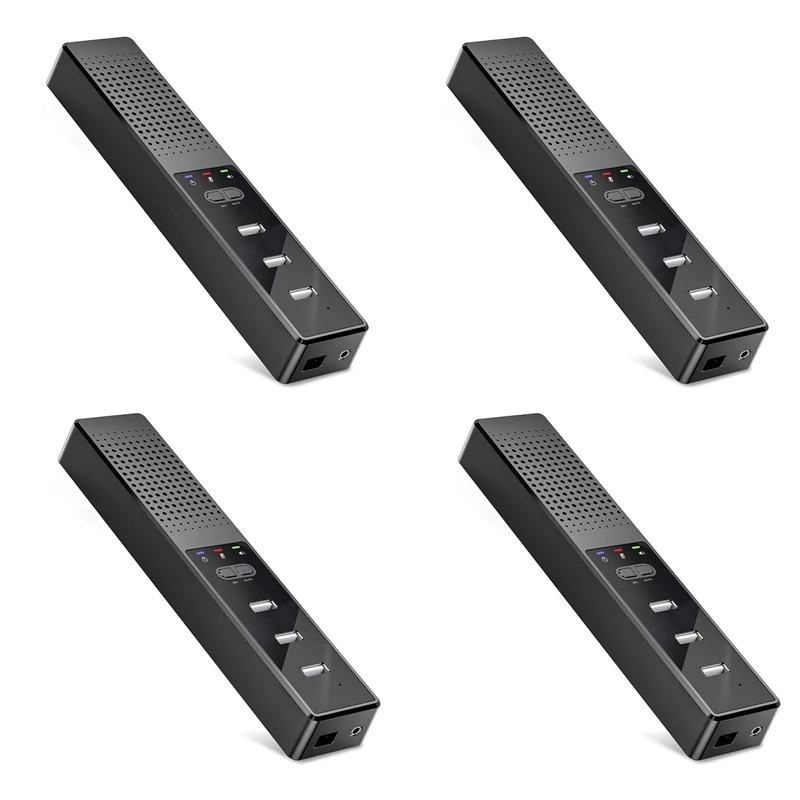 

4X 3 In 1 Computer Speakers With Microphone & Hubs USB Conference Speaker, PC Mic For Video Conference