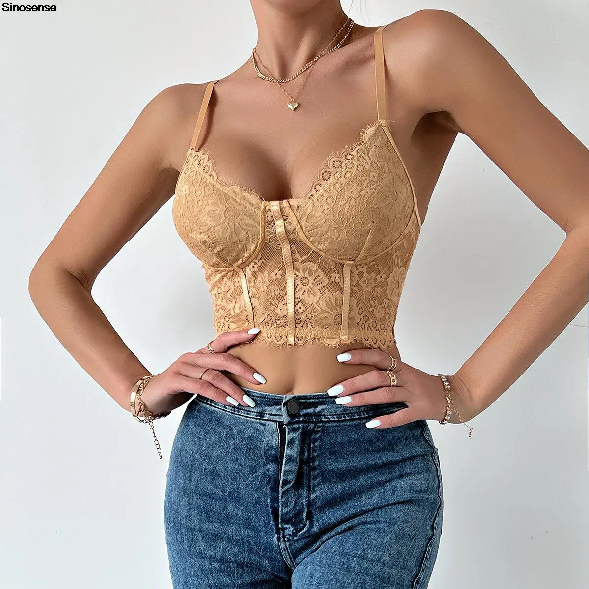 Women\'s Floral Lace Bustier Crop Top Spaghetti Strap Y2K Going Out Slimming Crop Cami Top Sexy Adjustable Camisole Tank Top