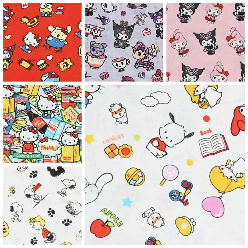 

Лидер продаж Sanrio Hello Kitty ткань с принтом для шитья лоскутного шитья ручной работы DIY сумка одежда платье ткани
