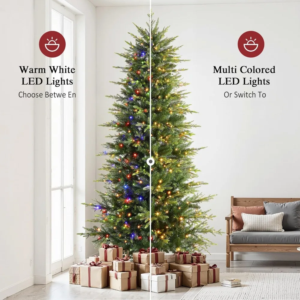 

6.5ft Prelit Aspen Noble Fir Artificial Fake Hinged Christmas Tree with Remote Control, Timer Pre-Lit 320 Warm