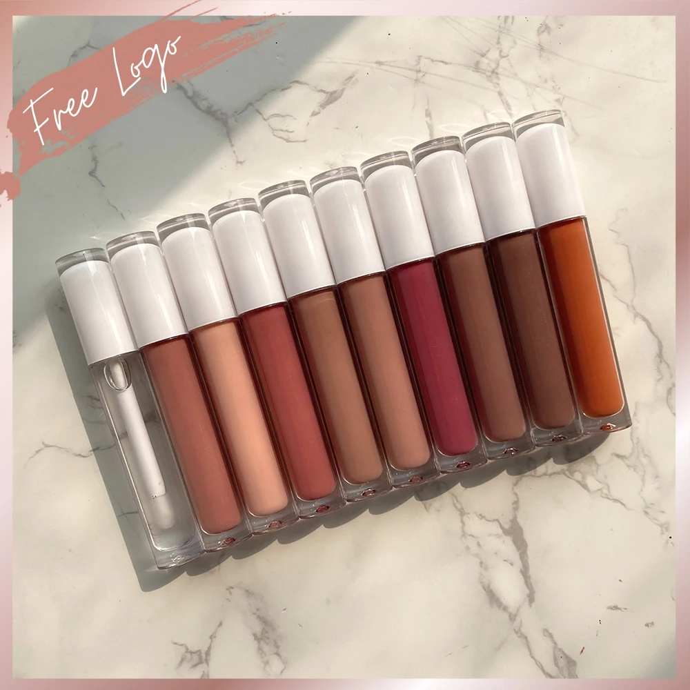 Private Label Nude Shade Lip Gloss Wholesale Pigment Lip Glaze Custom Logo on Lips Makeup Dropshipping Cosmetics