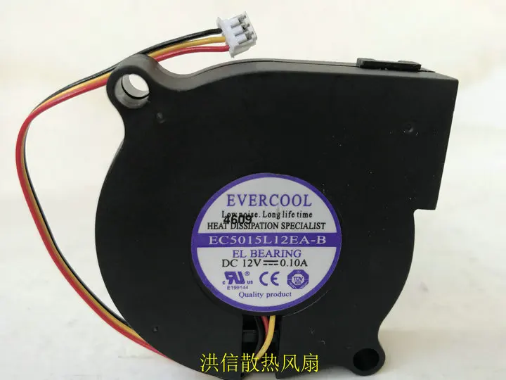 

EVERCOOL EC5015L12EA-B 50x50x15mm 3-Wire 50mm Cooling Fan DC 12V 0.10A for Computer Electronics