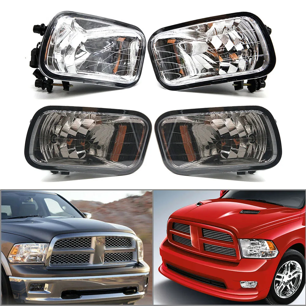 1Pair Car Front Bumper Fog Light Lamps Left+Right For Dodge Ram 1500 2500 3500 2009 2010 2011 2012