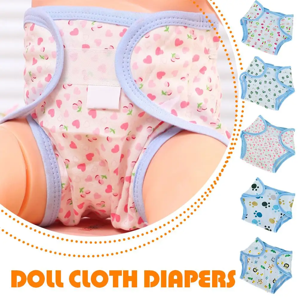 Cartoon Cloth Diapers For 17-20inch Doll Baby Washable Reusable Diaper Adjustable Children Potty Training Pants M1M7