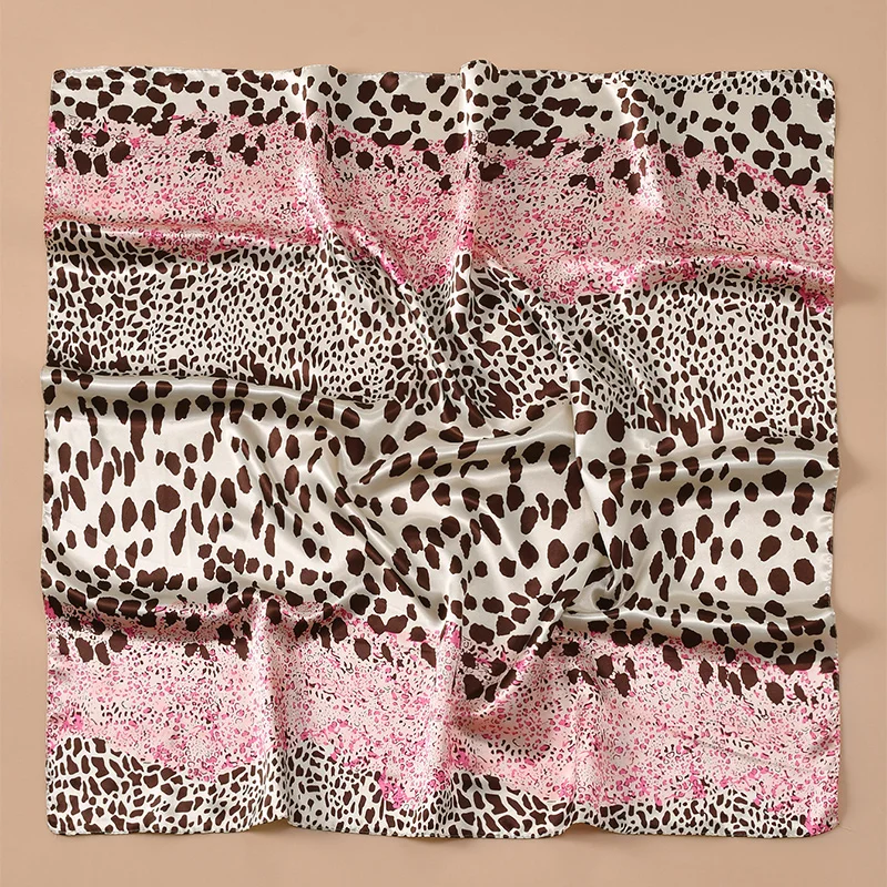 90*90cm Leopard Printed Square Scarf Women Luxury Designers Scarf Fashion Dot Headband Matte Satin Silk Hair Band Handkerchief