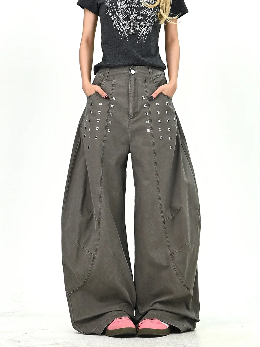 

Relaxed Fit Women's Distred Knife Denim Jeans American Street Sle Floor Length Pants Spring 2026 New Arrival