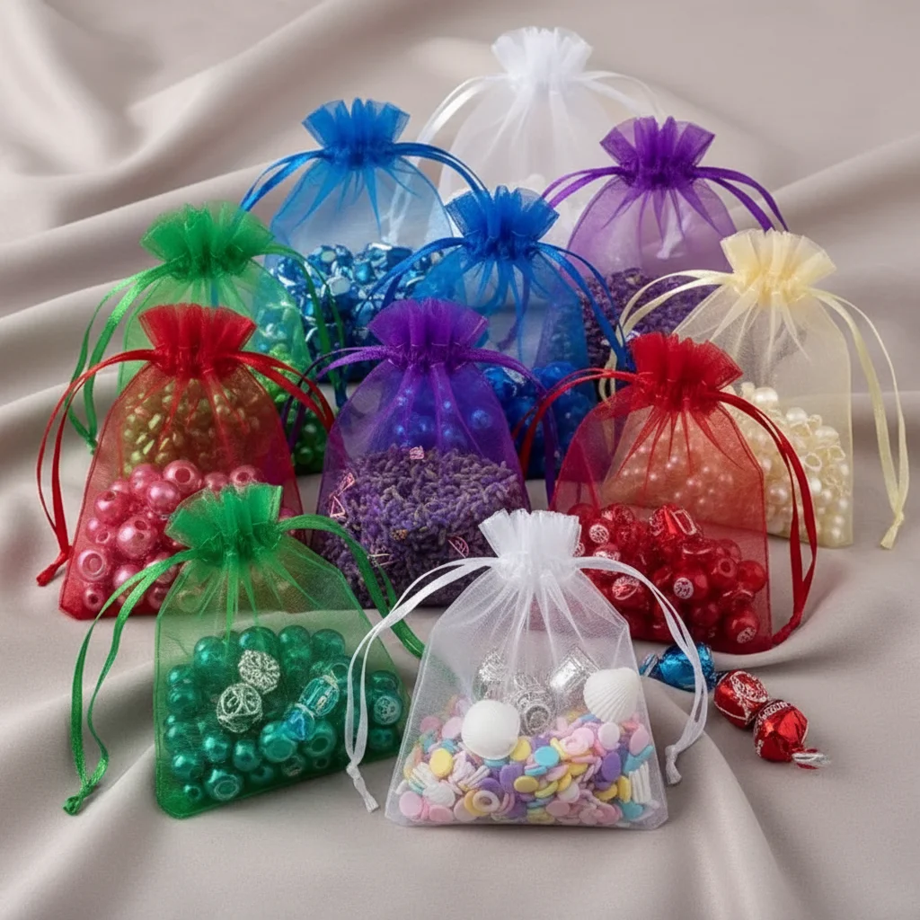50Pcs 10x15cm Mesh Storage Bags for Jewelry Candy Wedding Gift Pouches