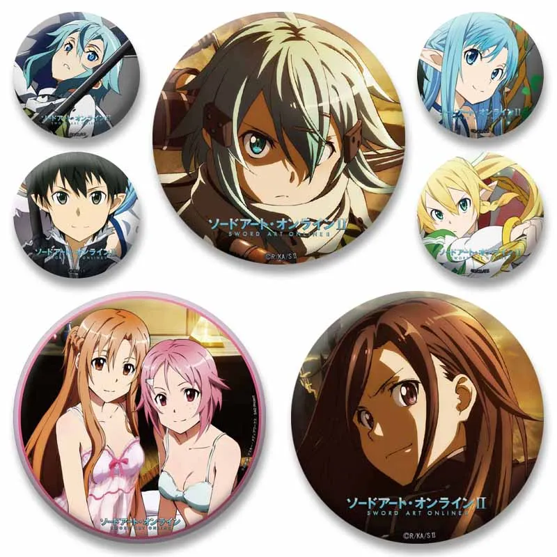 Cartoon Character Kazuto Asuna Suguha Yui Soft Button Pins Anime Game Sword Art Online Badges Round Brooches on Backpack Clothes