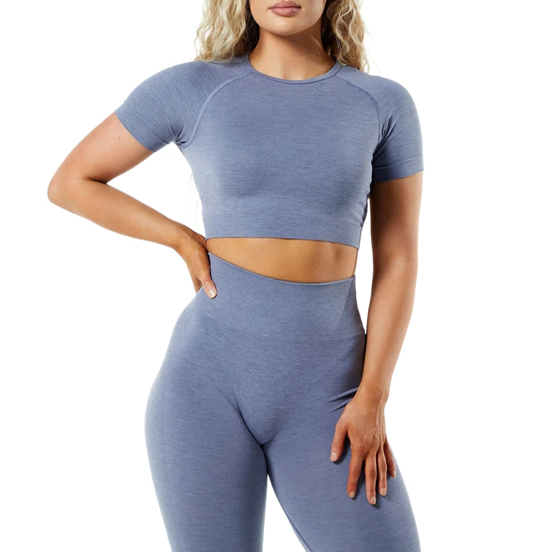 2 Pieces Seamless Women Yoga Set Amplify Running Workout Gym Clothes Fitness Crop Top High Waist Leggings Tracksuit Sports Suit