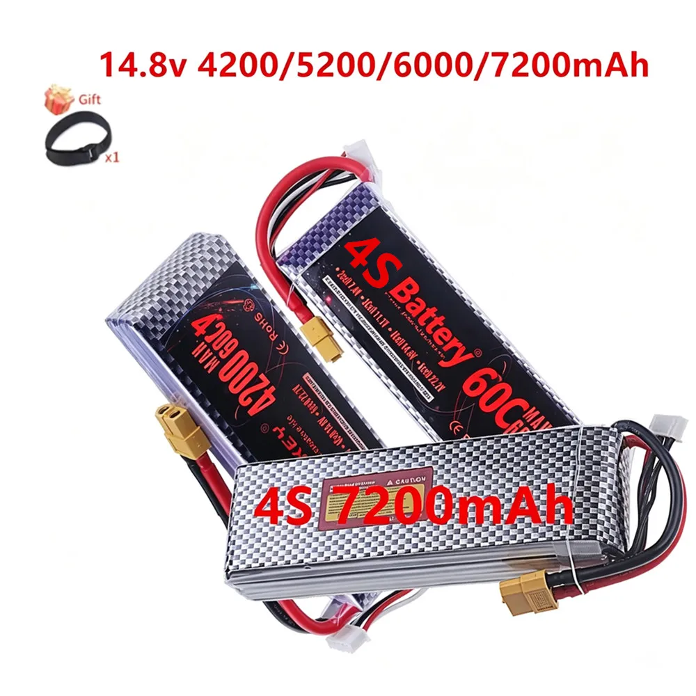 60C 14.8V RC LiPo Battery 4S 4200mAh 5200mAh 6000mAh 7200mAh 10400mAh XT60 Deans T For Drone FPV Airplane