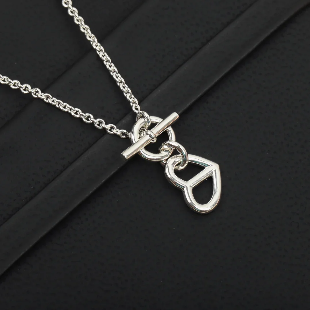 Hot Europe Designer Brand 925 Silver Heart Necklace Woman Top Quality Jewelry Wedding Gift Trend