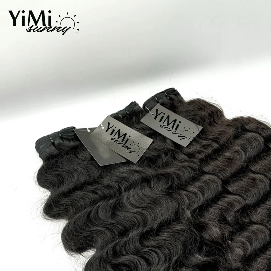 Yimisunny-mechones de cabello humano ondulado Birmano para mujer, extensiones de rizo Virgen sin procesar, paquetes de 4 piezas, ofertas para hacer cabeza completa