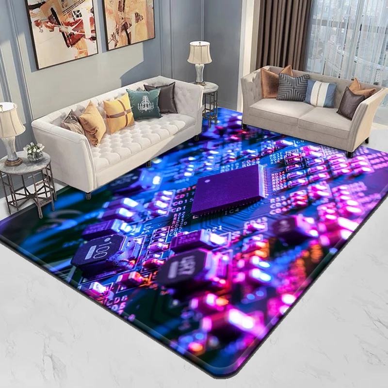 3D Motherboard Computer Carpet Kitchen MatEntrance Doormat Bedroom Floor Decoration Living Room Carpet Bathroom Anti-slip Rug