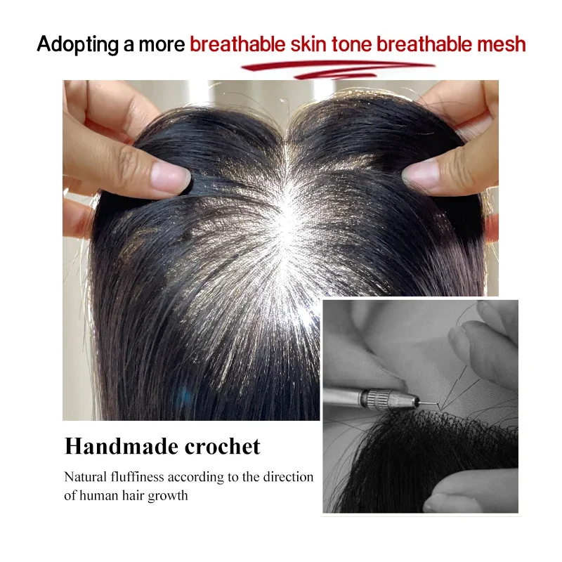 100% Human Hair Silk Base Lace Wigs Clip in One Piece Hair Extensions Top Wig Piece for Women with Thinning Hair Accessories