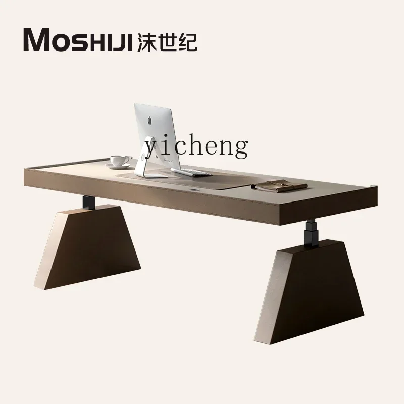 H20- smart desk light luxury high-end home desk saddle leather electric lifting computer desk