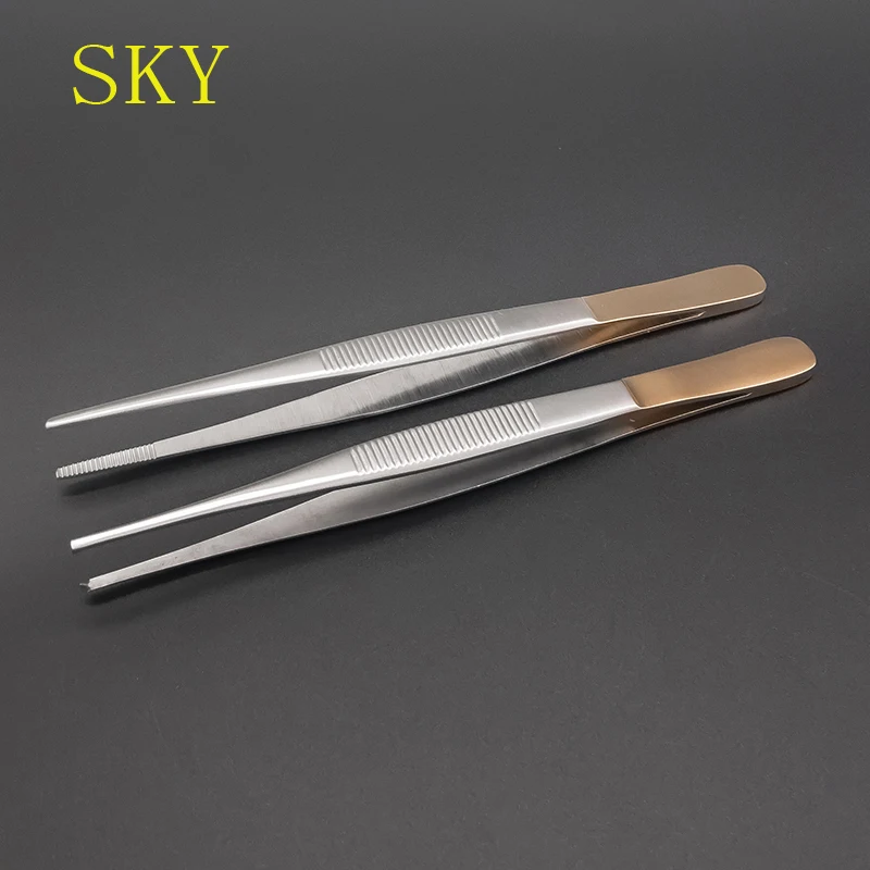 Stainless Steel Tweezers Straight Head Elbow Accessories Tweezers Tissue Tweezers With And Without Hooks With And Without Teeth