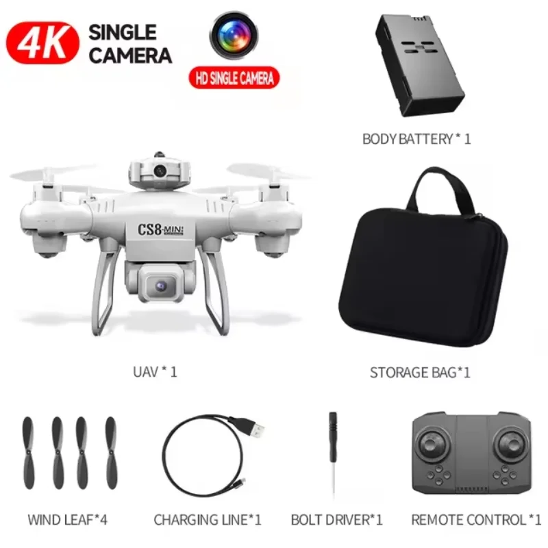 Nowy Mini dron CS8 4K podwójny aparat HD profesjonalny unikanie przeszkód 360 RC szeroki kąt regulowany quadcopter-zabawka zdalnie sterowany ESC