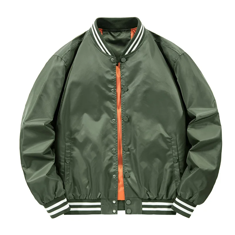 2026 Spring/Summer New Style Fashion Single-Piece Buttoned Casual Pilot Jacket Style Baseball Jacket Loose Solid Color Coat
