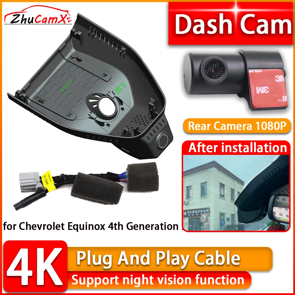 for Chevrolet Equinox 4th Generation 2024 2025 Wiifi 4K Dash CamDVR Front Rear Camera Plug and Play Video Recorder Night Vision