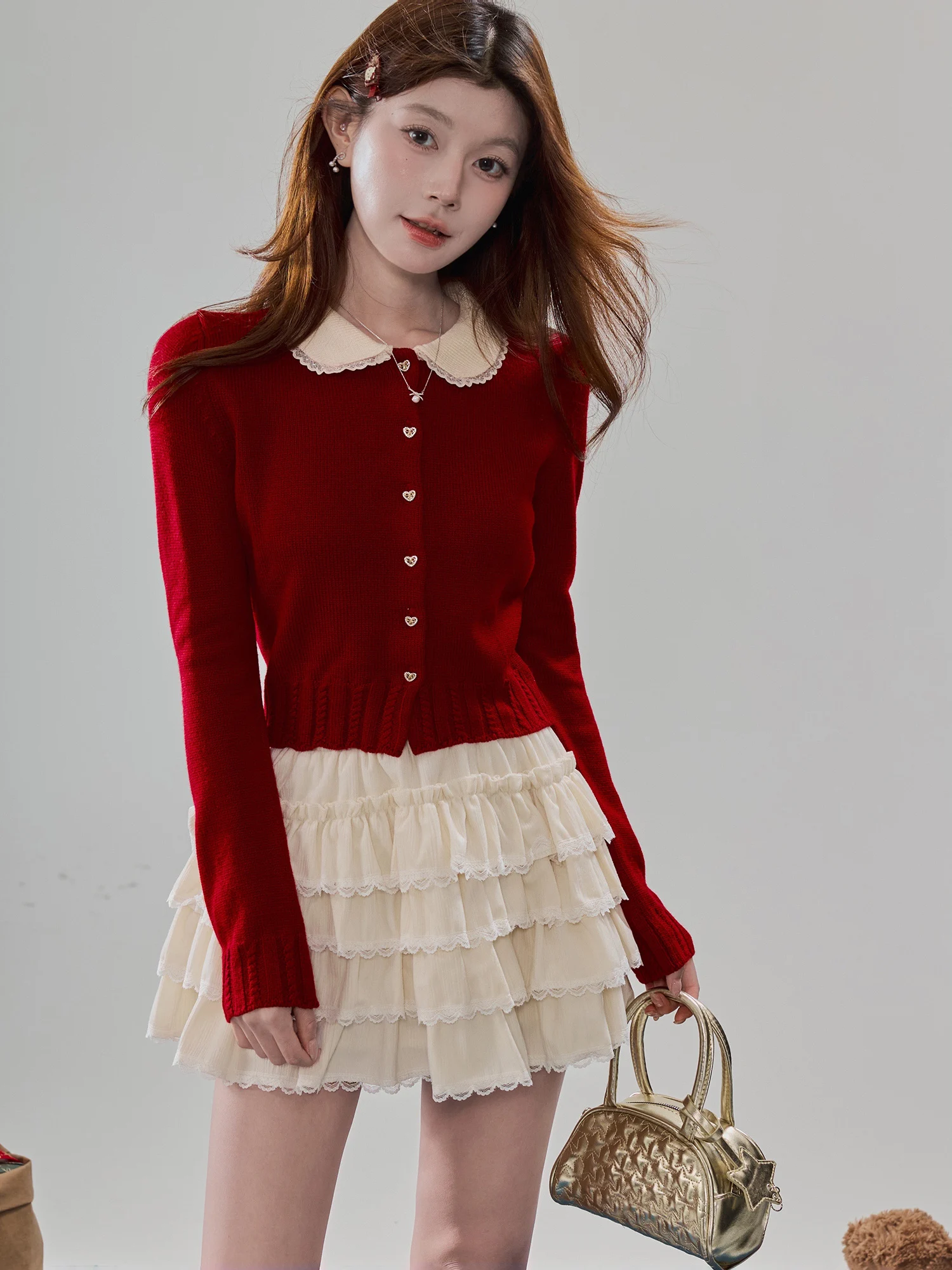 

Уютный свитер-пальто с воротником-стойкой из мягкой ткани, с длинными рукавами, укороченный, теплый, для Нового года, женская одежда