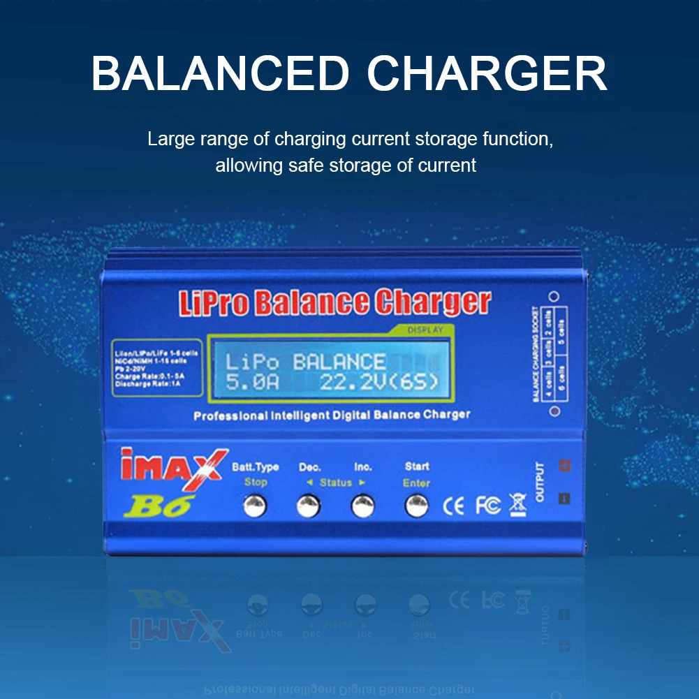 

IMAX B6 Lipo Balance Зарядное устройство AC/DC 80 Вт Цифровое зарядное устройство Разрядная мощность 5 Вт 18 В 6 А для LiPo NiMH NiCd LiFe Pb Аккумулятор