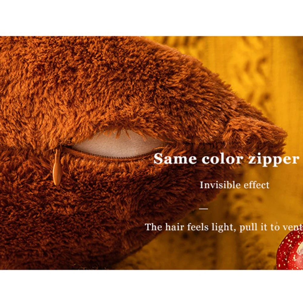 Fall Pumpkin Throw Pillow Covers Soft Plush Faux Fur Cushion Covers for Sofa Bed 45x45cm Thanksgiving Halloween Decor - view 6
