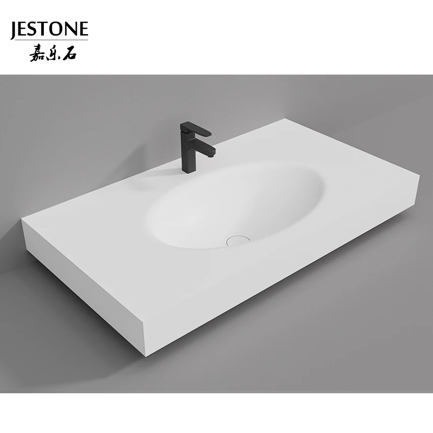 Hot Selling Luxury Modern Marble Color Polished Bathroom Vanity With Single Hole Faucet Mount And Drainer For Hotel Use