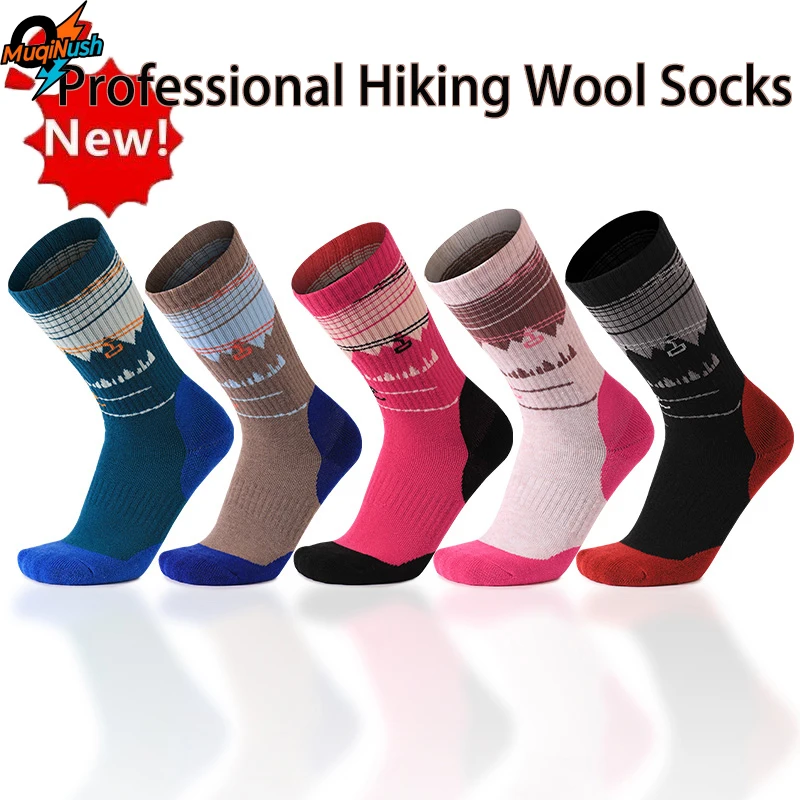 

MuqiNush Merino Wool Hiking Socks for Children Women Autumn Winter Warm hiking Trekking Skiing hunting Fishing Outdoor Sports