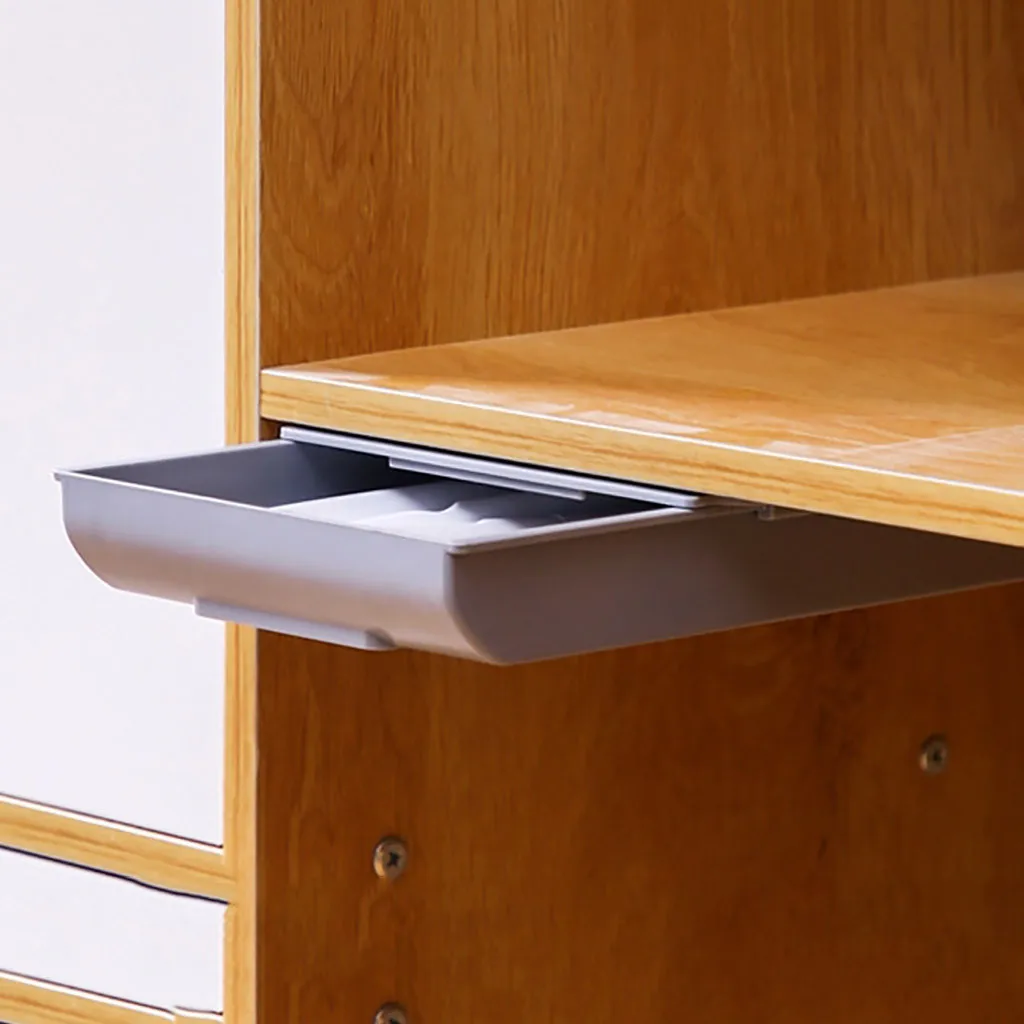 1pc Self Stick Pencil Tray Desk Table Storage Drawer Organizer Box Under Desk Stand