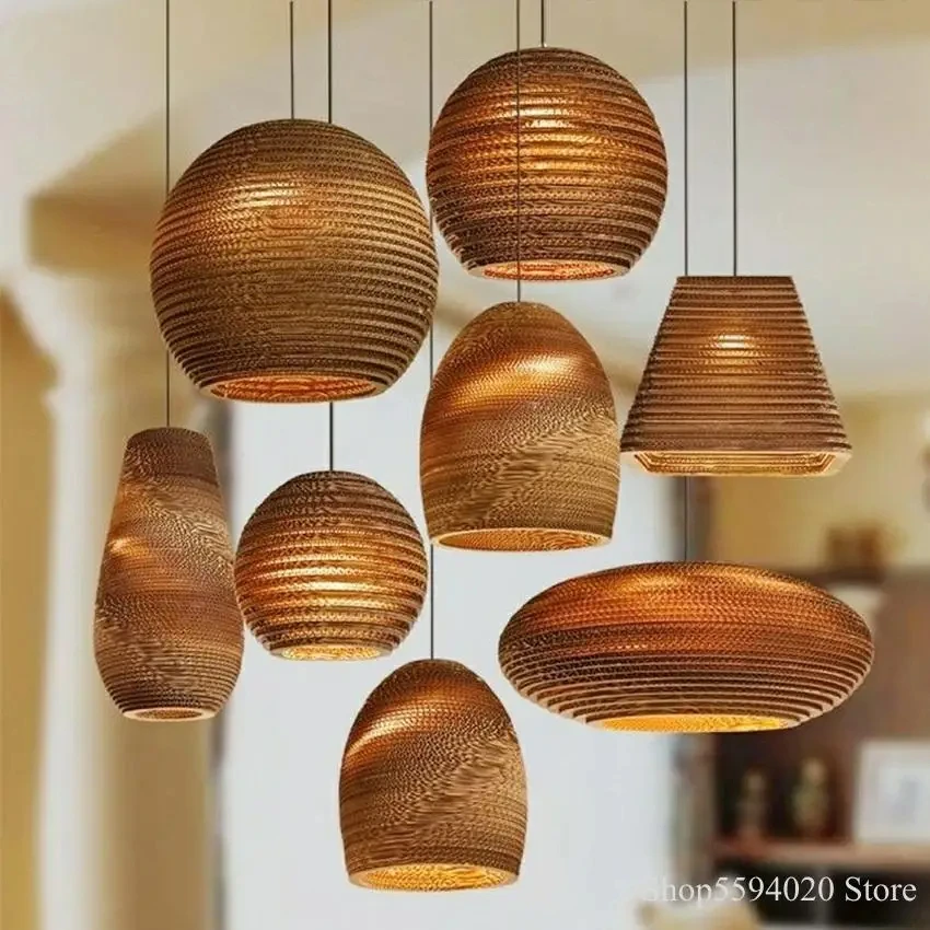 

BUYBAY Pastoral Silkworm Chandelier Lights Paper Pupa Made Cafe Bar Hang Lamp Nordic Style Dining Room Pendant Lamp