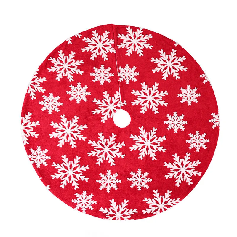 122/90cm Christmas Tree Dress Velvet Jacquard Red Snowflake Round Carpet Christmas Stocking Christmas Tree Decorations