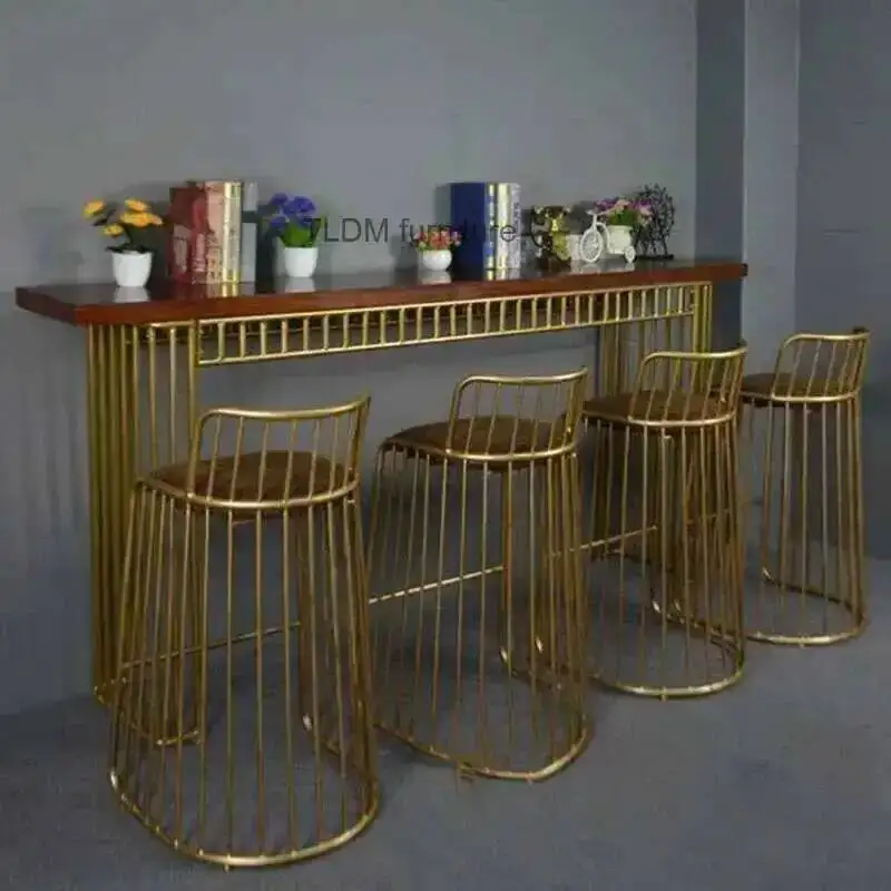 

Nordic Wrought Chairs Designer Iron Kitchen Bar Furniture Hotel Golden Back Bar Chair Light Luxury Living Room Leisure Bar Stool