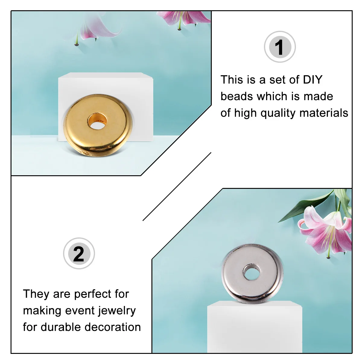 

300Pcs Bracelet Beads Hand Chain Separated Oblate Beads Golden Silver DIY Accessory for Jewelry Making Decoration