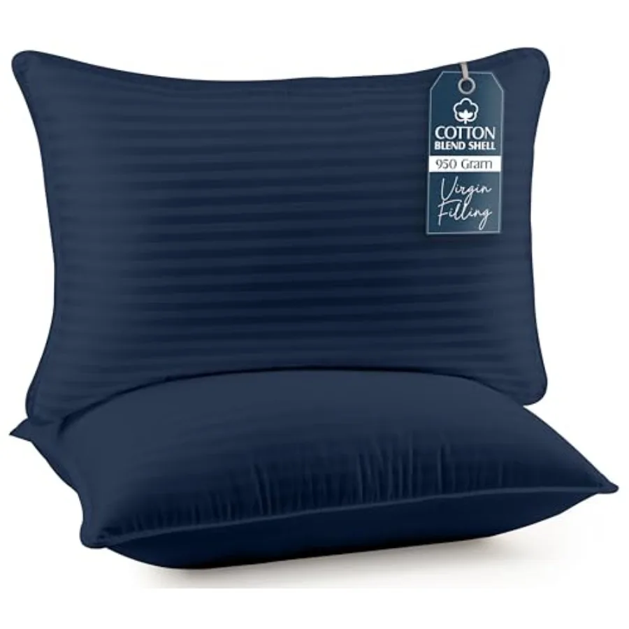

Bed Pillows for Sleeping Standard Size Navy Set of 2 Cooling Hotel Quality Ideal for Back Stomach or Side Sleepers in Bedroom o