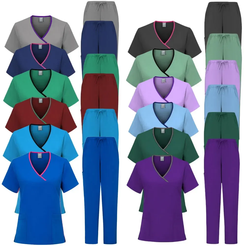 Uniformes médicos ajustados para mujer, conjuntos de Tops y pantalones, ropa de enfermería, médicos de Hospital, accesorios de enfermería, ropa de trabajo Dental