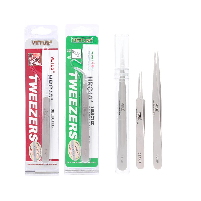 

VETUS ST SP SA High Precision Tweezers Stainless Steel Non-magnetic Acid-proof Pincers Eyelashes Beauty Manicure Tools