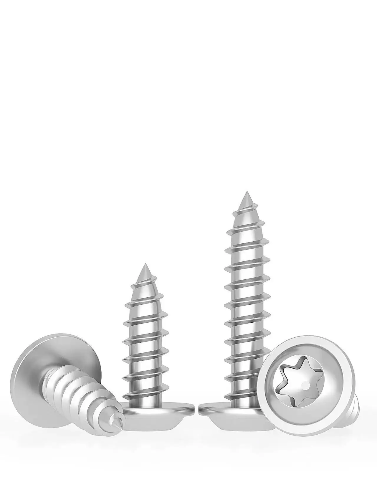 304 Stainless Steel Pan Round Head Plus-Blossom Six-Lobe Torx with Washer Cushion Self-Tapping Wood Anti-theft Screw view 3