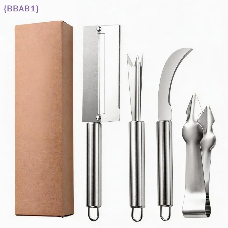 【AB1】4Pcs/set Stainless Steel Pineapple Peeler Multifunctional Fruit Carving Knife Pineapple Slicer And Cutter Kitchen Gadgets