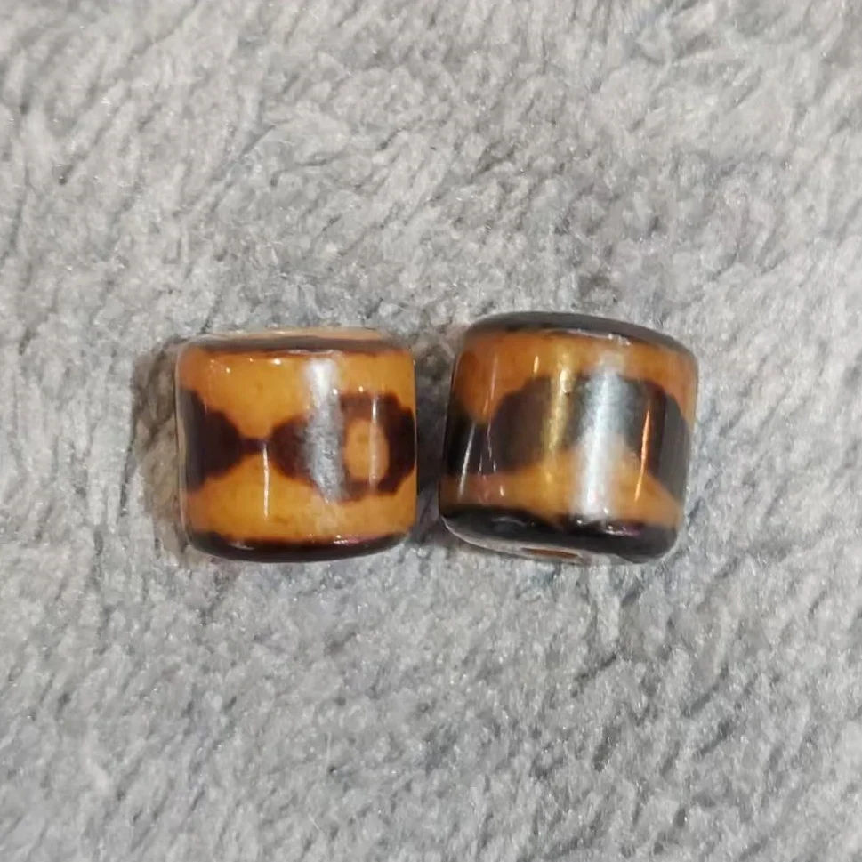 

10 pcs Taiwan infiltration orange yellow oil colored beads 8 * 9mm old agate Tianzhu necklace pendant DIY accessory Dzi
