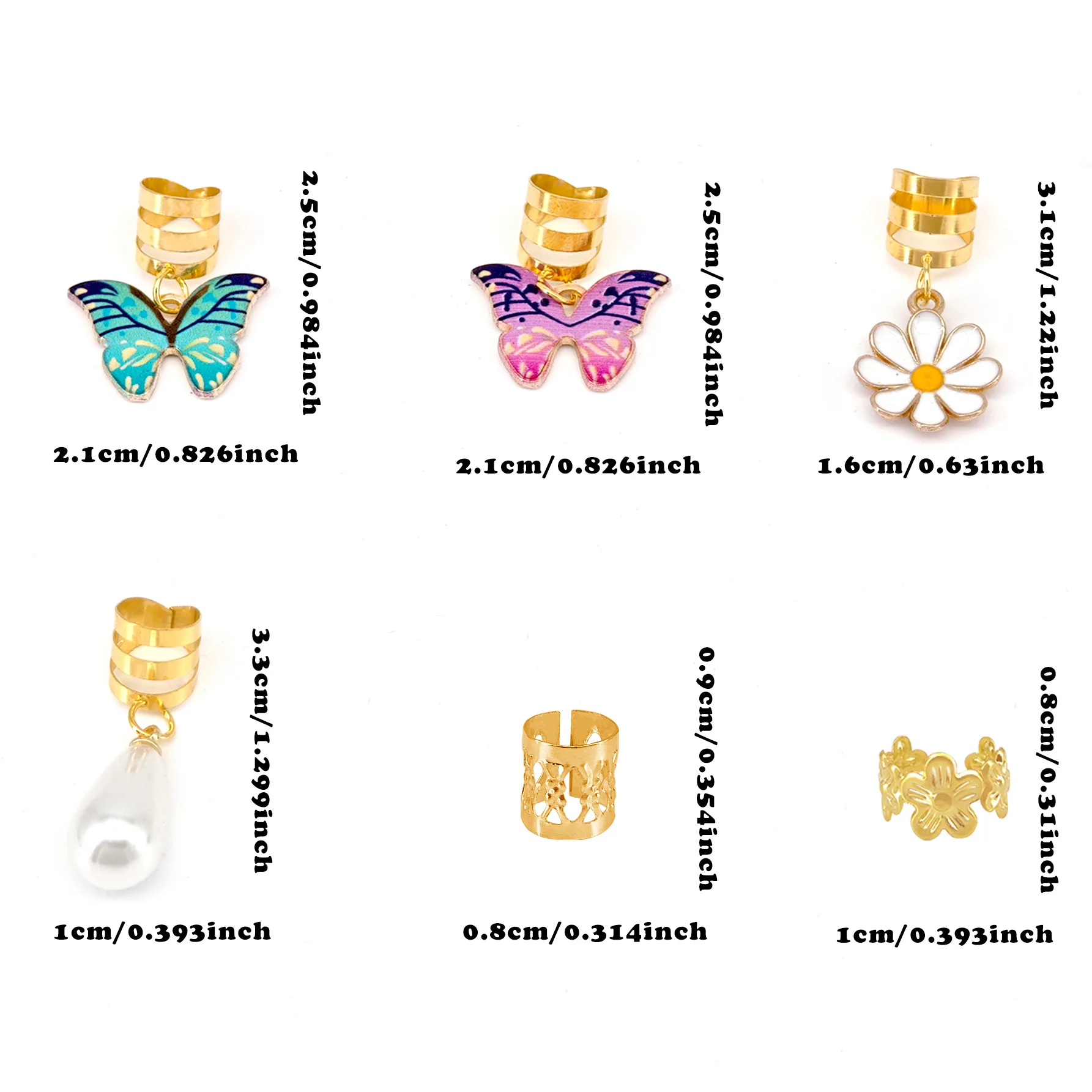 ボヘミアン ゴールデン ドレッドヘア ウィッグ マルチカラー バタフライ ヘアリング付き - フェスティバル/パーティー用編み込みウィッグ アクセサリー