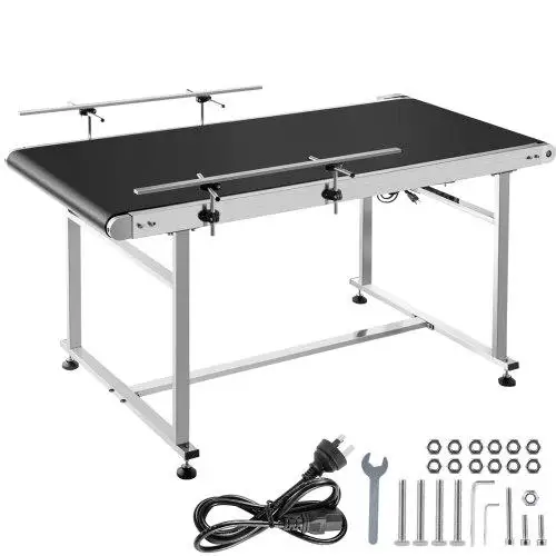 Bandtransportband Lengte 59 inch, PVC transportbandbreedte 23,6-inch, gemotoriseerde transportband Industriële transporttransportband met dubbele