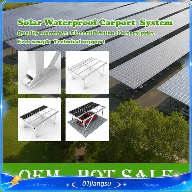 Waterproof Aluminum Alloy Solar Carport Industrial Design Anodized Surface 60M/s Wind Load 1.5KN/m2 Snow Load Outdoor Parking
