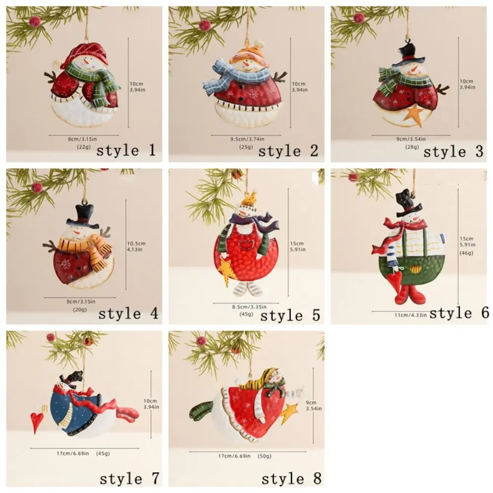 Niedliches handgefertigtes Schneemann-Hängemodell mit Umhängeband, Cartoon-Weihnachtsornament, hängender Weihnachtsbaumdekoration aus Eisen, Weihnachtsdekoration
